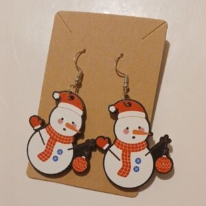 Fashion Jewelry Snowman Earrings - Red, White, Black